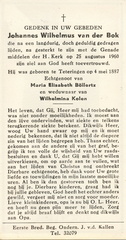 Johannes Wilhelmus van der Bok Maria Elisabeth Böllertz  Wilhelmina Kolen