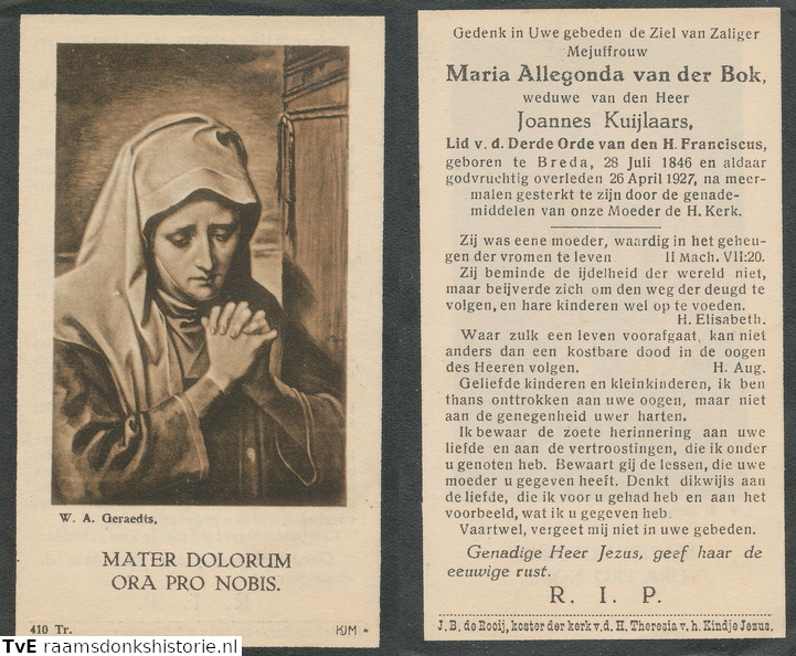 Maria Allegonda van der Bok Joannes Kuijlaars