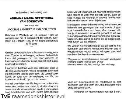 Adriana Maria Geertruida van Bokhoven Jacobus Lambertus van der Steen
