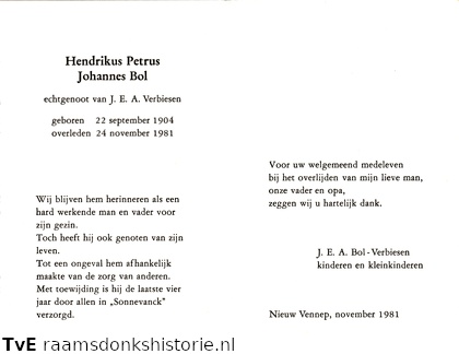Hendrikus Petrus Johannes Bol J.E.A Verbiesen