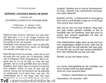 Adriana Johanna Maria de Bont Johannes Laurentius Hooijmaijers
