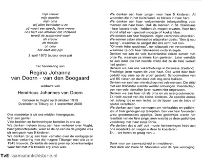 Regina Johanna van den Boogaard Hendricus Johannes van Doorn