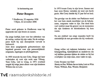 Pieter Boogers (vr) Corry van Geel