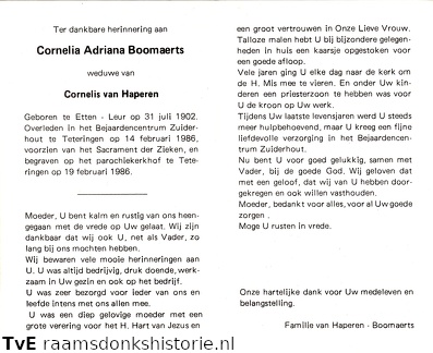 Cornelia Adriana Boomaerts Cornelis van Haperen