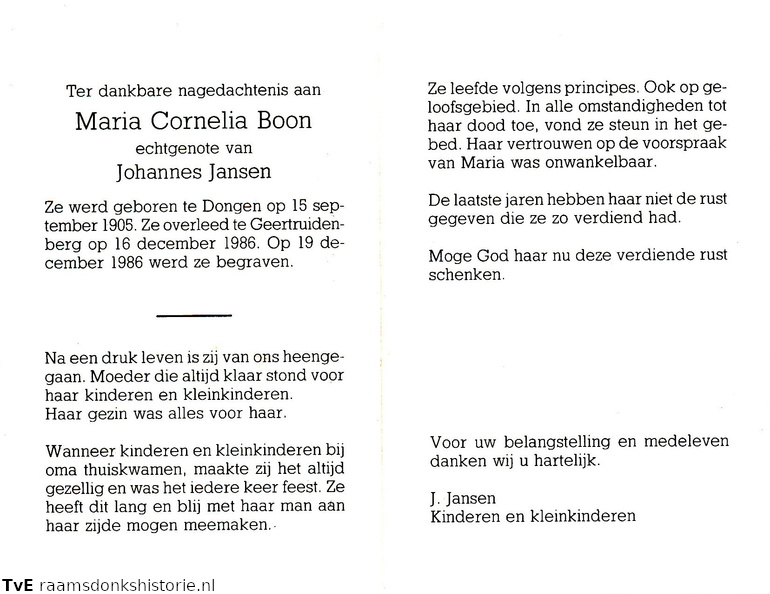 Maria Cornelia Boon Johannes Jansen
