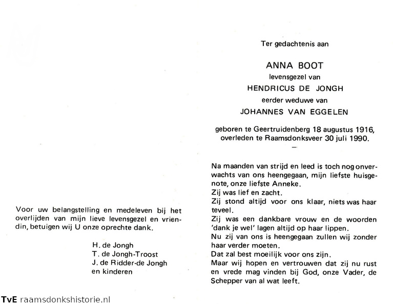 Anna Boot Hendricus de Jongh  Johannes van Eggelen