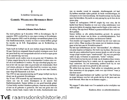 Gabriël Wilhelmus Hendrikus Boot Antonetta Johanna Maria Beekers
