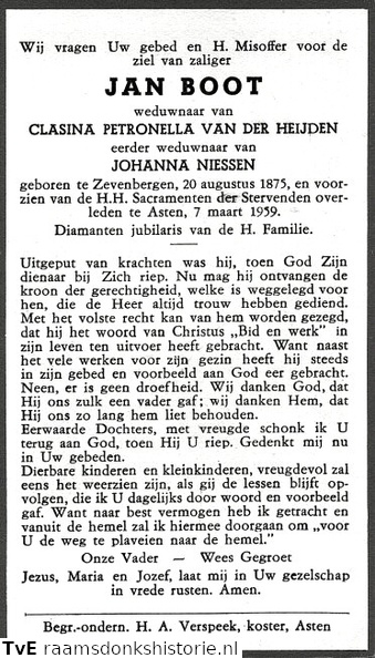 Jan Boot Clasina Petronella van der Heijden  Johanna Niessen