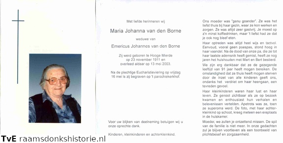 Maria Johanna van den Borne Emericus Johannes van den Borne