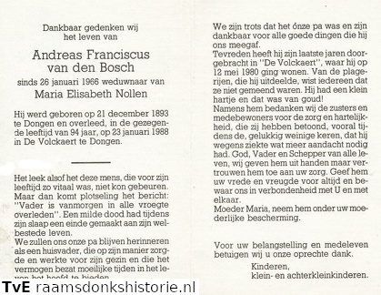 Andreas Franciscus van den Bosch Maria Elisabeth Nollen