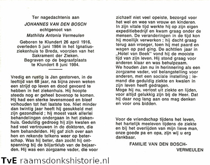 Johannes van den Bosch Mathilda Antonia Vermeulen