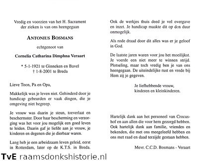 Antonius Bosmans Cornelia Catharina Dimphna Veraart