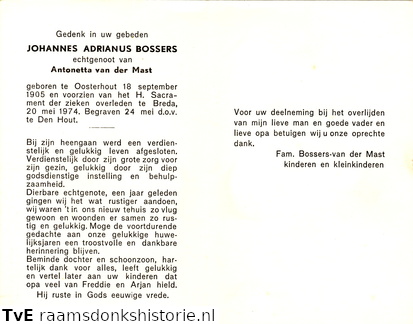 Johannes Adrianus Bossers Antonetta van der Mast