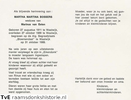 Martha Martina Bossers Marinus van Eeten