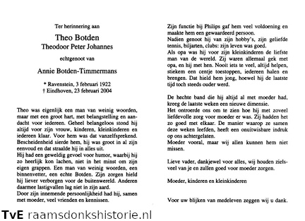 Theodoor Peter Johannes Botden Annie Timmermans