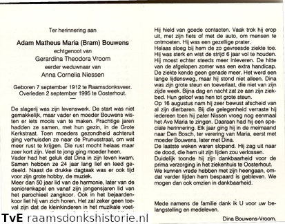 Adam Matheus Maria Bouwens Gerardina Theodora Vroom Anna Cornelia Niessen