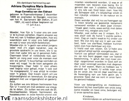 Adriana Dymphna Maria Bouwens Hugo Cornelius van den Elshout