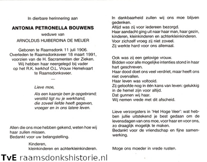 Antonia Petronella Bouwens Arnoldus Huiberdina de Meijer