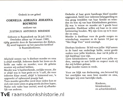 Cornelia Adriana Johanna  Bouwens Justinus Antonius Berende
