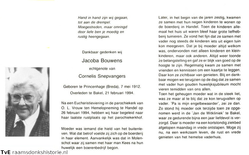 Jacoba Bouwens Cornelis Snepvangers