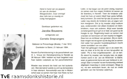 Jacoba Bouwens Cornelis Snepvangers