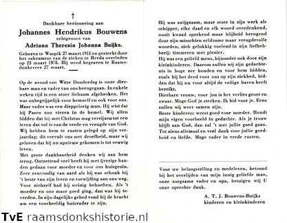 Johannes Hendrikus Bouwens Adriana Theresia Johanna Buijks