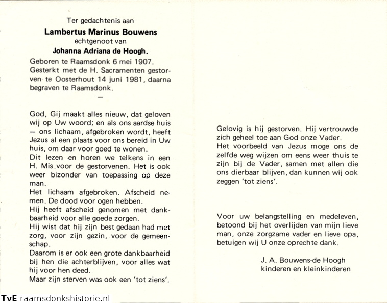 Lambertus Martinus Bouwens Johanna Adriana de Hoogh