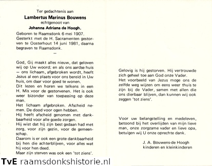 Lambertus Martinus Bouwens Johanna Adriana de Hoogh