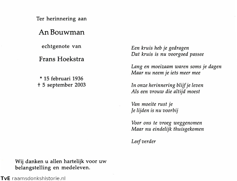 An Bouwman Frans Hoekstra