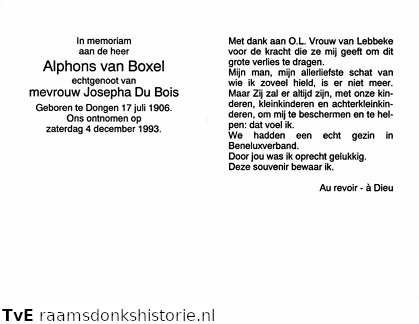 Alphons van Boxel Josepha  du Bois