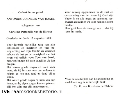 Antonius Cornelis van Boxel Christina Petronella van den Elshout