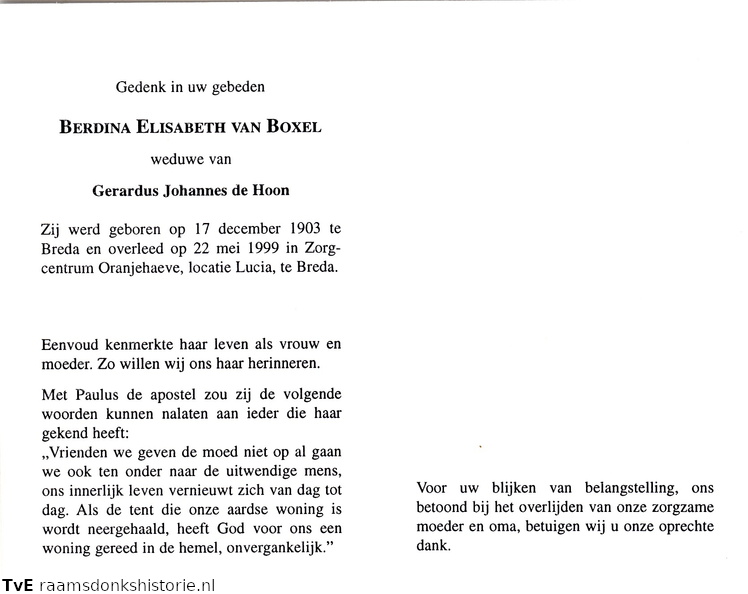 Berdina Elisabeth van Boxel Gerardus Johannes de Hoon