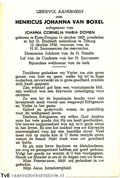 Henricus Johanna van Boxel Joanna Cornelia Maria Domen