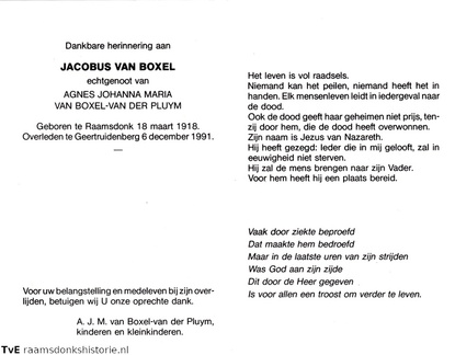 Jacobus van Boxel Agnes Johanna Maria van der Pluym