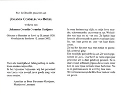 Johanna Cornelia van Boxel Johannes Cornelis Gerardus Gooijaers
