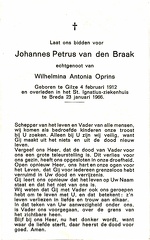 Johannes Petrus van den Braak Wilhelmina Antonia Oprins