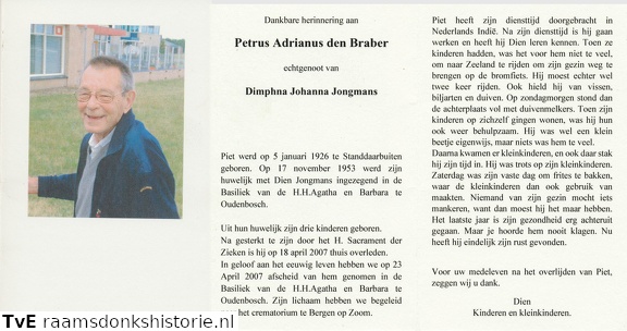Petrus Adrianus den Braber  Dimphna Johanna Jongmans