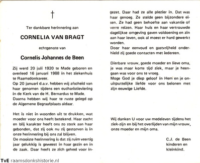 Cornelia van Bragt Cornelis Johannes de Been