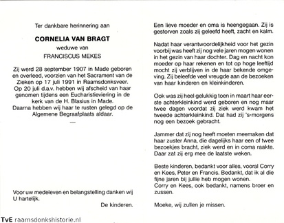 Cornelia van Bragt Franciscus Mekes