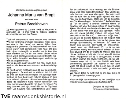 Johanna Maria van Bragt Petrus Broekhoven