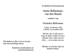 Annie van den Brand Gerardus Ballemans