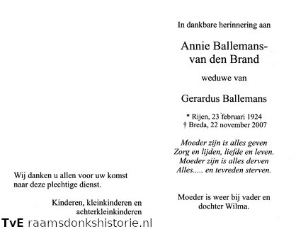 Annie van den Brand Gerardus Ballemans