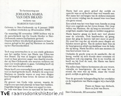 Johanna Maria van den Brand Marinus van Uden