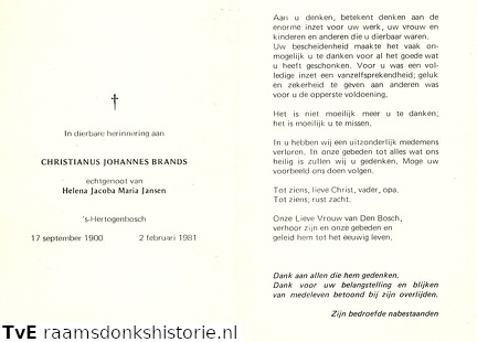 Christianus Johannes Brands Helena Jacoba Maria Jansen