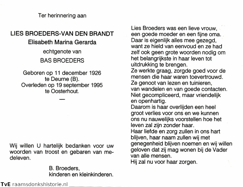 Elisabeth Marina Gerarda van den Brandt Bas Broeders