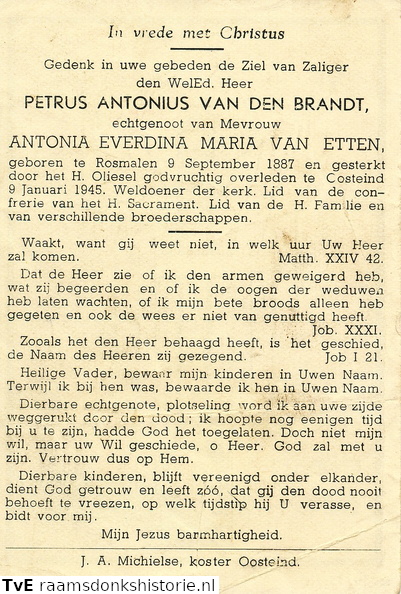 Petrus Antonius van den Brandt Antonia Everdina Maria van Etten