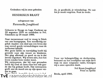 Hendrikus Brant Pieternella Jongbloed