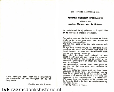 Adriana Cornelia Brekelmans Jacobus Marinus van de Krabben