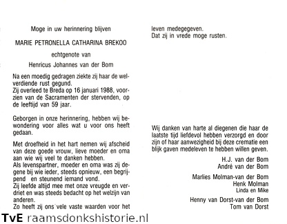 Marie Petronella Catharina Brekoo Henricus Johannes van der Bom