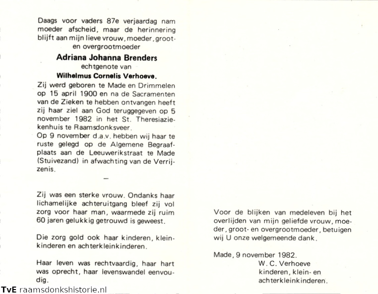 Adriana Johanna Brenders Wilhelmus Cornelis Verhoeve